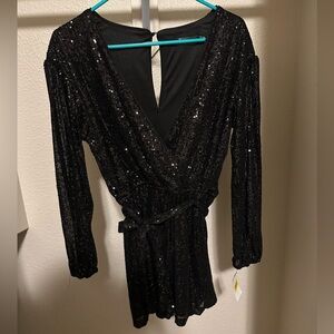 Black Sequin Romper